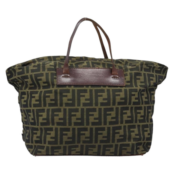 FENDI Zucca Canvas Hand Bag Black Brown Auth bs34150