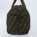 FENDI Zucca Canvas Hand Bag Black Brown Auth bs34150-5