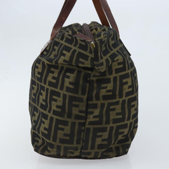 FENDI Zucca Canvas Hand Bag Black Brown Auth bs34150