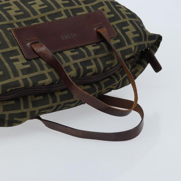 FENDI Zucca Canvas Hand Bag Black Brown Auth bs34150