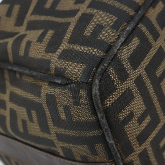 FENDI Zucca Canvas Hand Bag Black Gold Auth bs34151