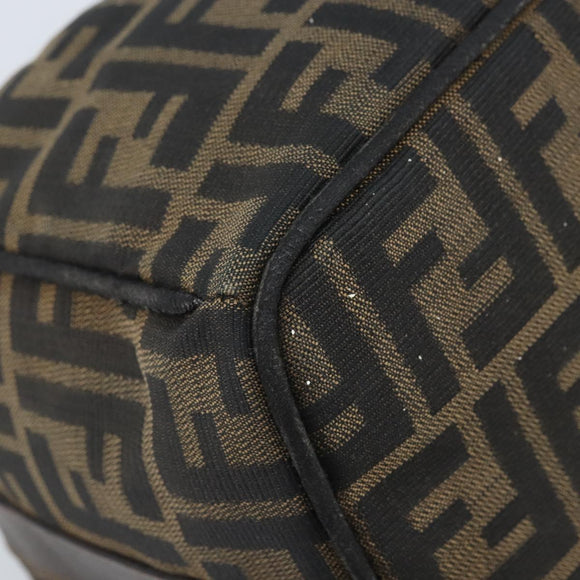 FENDI Zucca Canvas Hand Bag Black Gold Auth bs34151