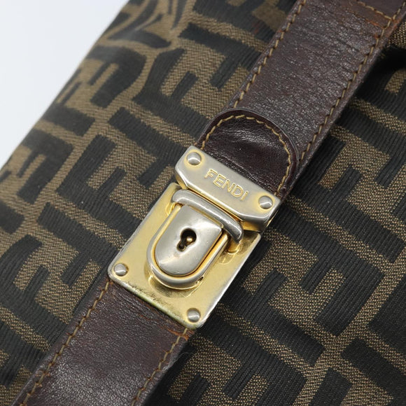 FENDI Zucca Canvas Hand Bag Black Gold Auth bs34151