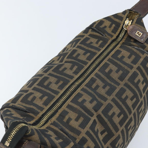 FENDI Zucca Canvas Handtasche Schwarz Gold Auth bs34151