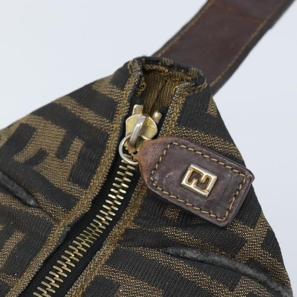 FENDI Zucca Canvas Handtasche Schwarz Gold Auth bs34151