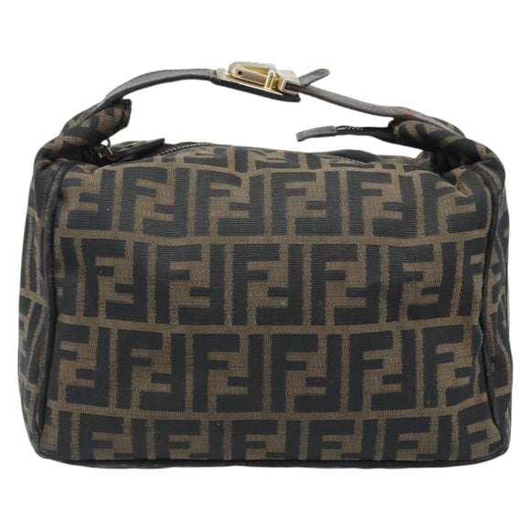FENDI Zucca Canvas Hand Bag Black Gold Auth bs34151