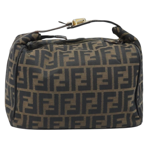 FENDI Zucca Canvas Handtasche Schwarz Gold Auth bs34151