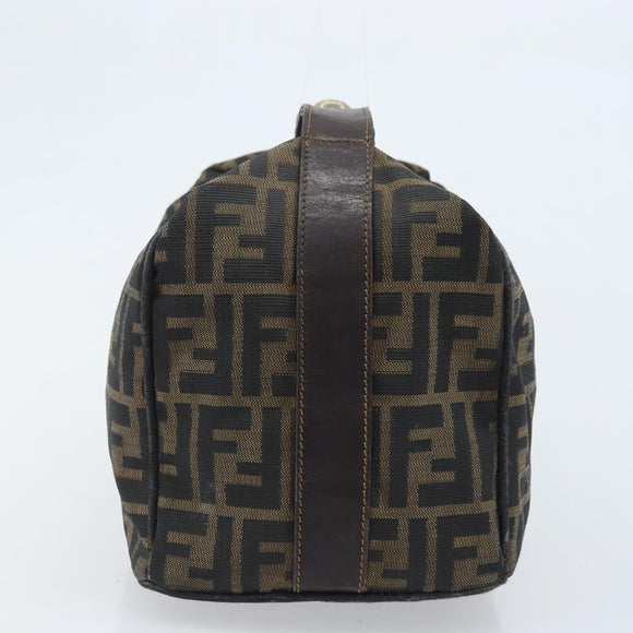 FENDI Zucca Canvas Hand Bag Black Gold Auth bs34151