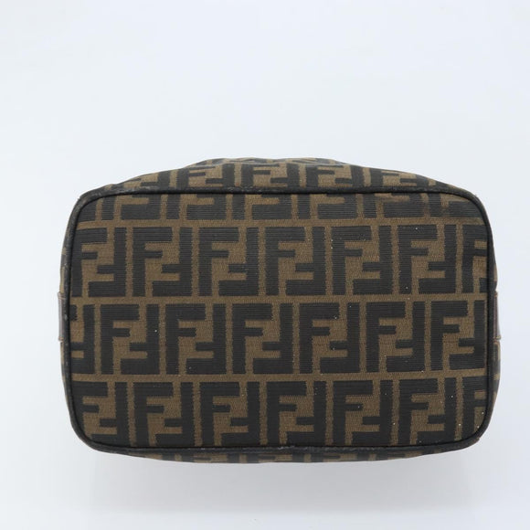 FENDI Zucca Canvas Hand Bag Black Gold Auth bs34151