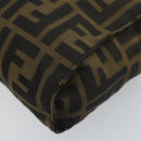 FENDI Zucca Canvas Pouch Black Brown Auth bs34152-15