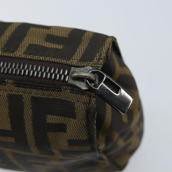 FENDI Zucca Canvas Pouch Black Brown Auth bs34152