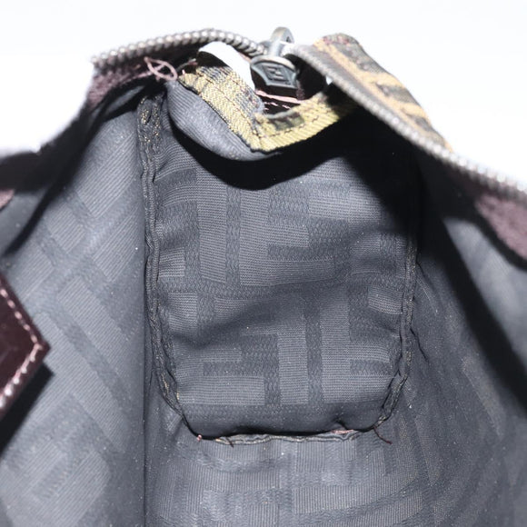 FENDI Zucca Canvas Pouch Black Brown Auth bs34152
