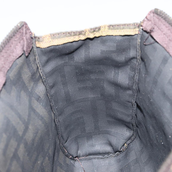 FENDI Zucca Canvas Pouch Black Brown Auth bs34152