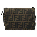 FENDI Zucca Canvas Pouch Black Brown Auth bs34152-2