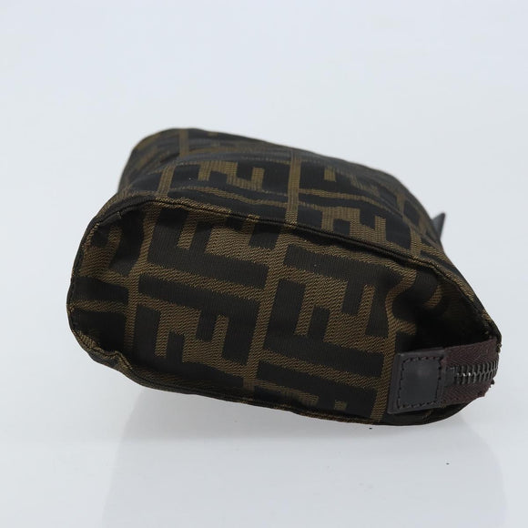 FENDI Zucca Canvas Pouch Black Brown Auth bs34152