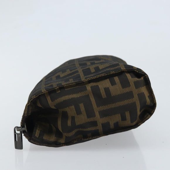 FENDI Zucca Canvas Pouch Black Brown Auth bs34152