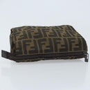 FENDI Zucca Canvas Pouch Black Brown Auth bs34152-5