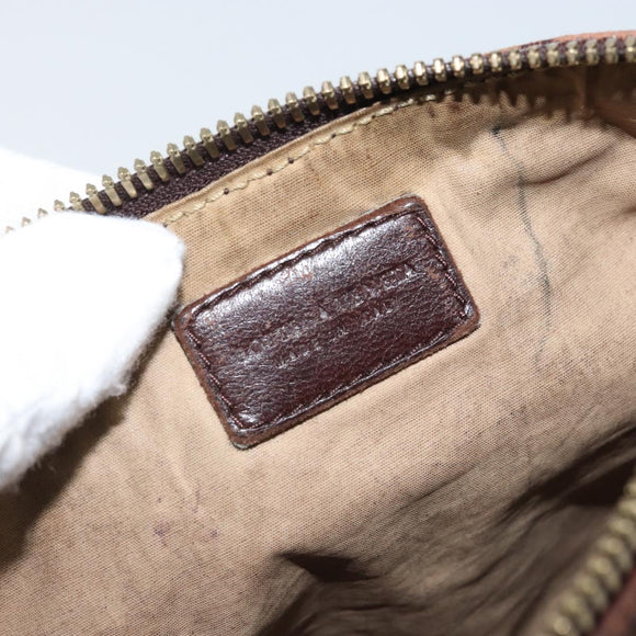 BOTTEGA VENETA INTRECCIATO Pouch Canvas Leder Braun Gold Auth bs34153