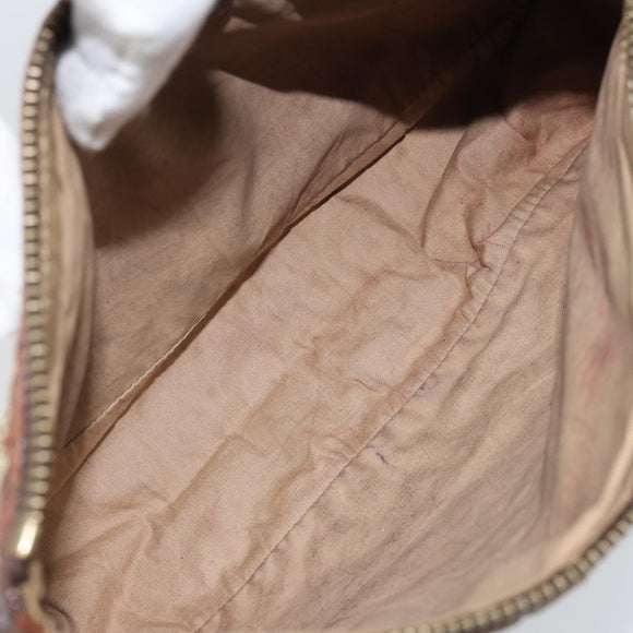 BOTTEGA VENETA INTRECCIATO Pouch Canvas Leder Braun Gold Auth bs34153