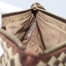 BOTTEGA VENETA INTRECCIATO Pouch Canvas Leder Braun Gold Auth bs34153-17