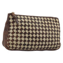 BOTTEGA VENETA INTRECCIATO Pouch Canvas Leder Braun Gold Auth bs34153-1