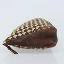 BOTTEGA VENETA INTRECCIATO Pouch Canvas Leder Braun Gold Auth bs34153-4