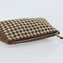 BOTTEGA VENETA INTRECCIATO Pouch Canvas Leder Braun Gold Auth bs34153-5
