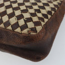 BOTTEGA VENETA INTRECCIATO Pouch Canvas Leder Braun Gold Auth bs34153-7