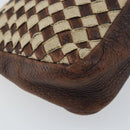 BOTTEGA VENETA INTRECCIATO Pouch Canvas Leder Braun Gold Auth bs34153-14