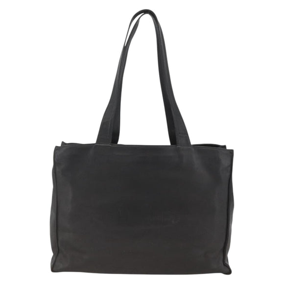 CHANEL Tote Bag Leather Black CC Auth bs34155