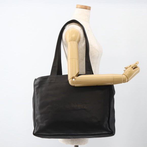 CHANEL Tote Bag Leather Black CC Auth bs34155