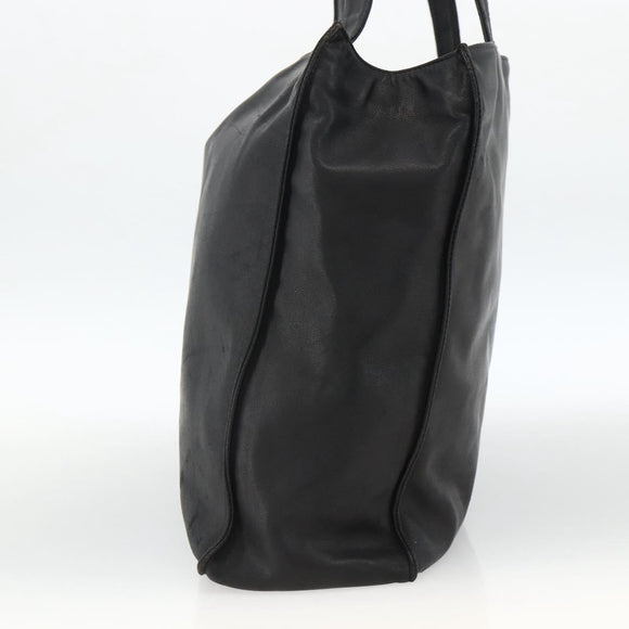 CHANEL Tote Bag Leather Black CC Auth bs34155