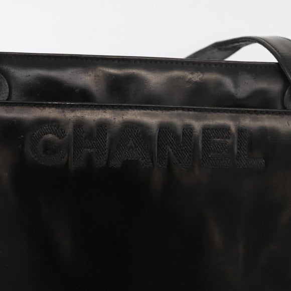 CHANEL Tote Bag Patent leather Black Gold CC Auth bs34158
