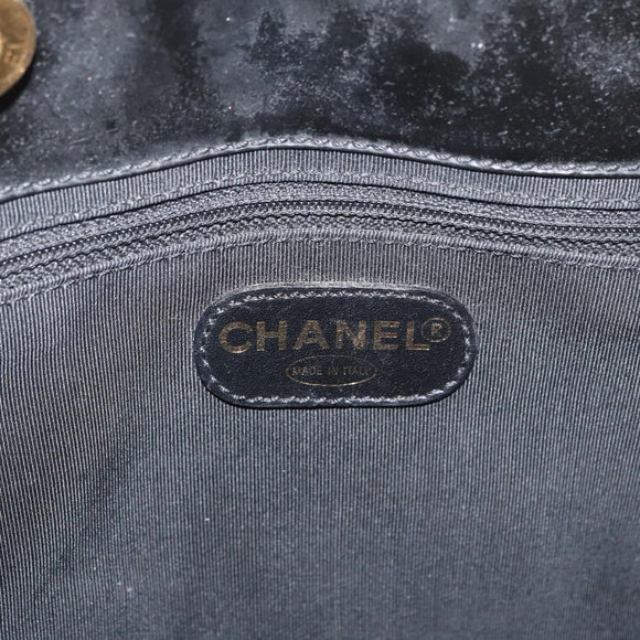 CHANEL Tote Bag Patent leather Black Gold CC Auth bs34158