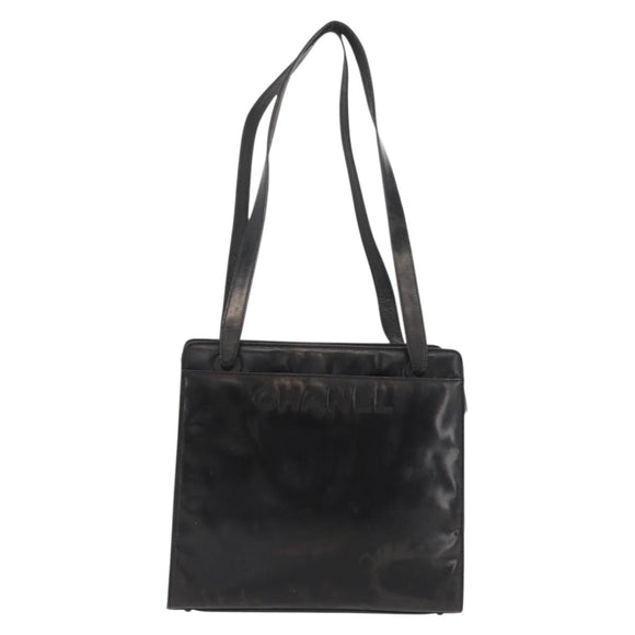 CHANEL Tote Bag Patent leather Black Gold CC Auth bs34158