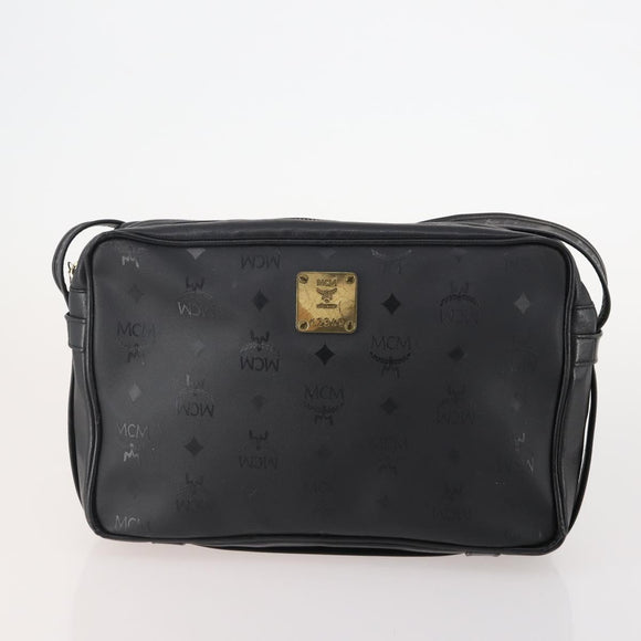MCM Vicetos Logogram Shoulder Bag PVC Leather 2 Set Black Auth bs34160