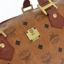 MCM Vicetos Logogram Hand Bag PVC Leather Brown Gold Auth bs34161-12