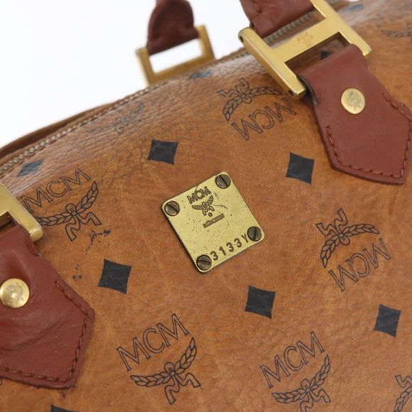 MCM Vicetos Logogram Hand Bag PVC Leather Brown Gold Auth bs34161