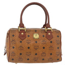 MCM Vicetos Logogram Hand Bag PVC Leather Brown Gold Auth bs34161-13