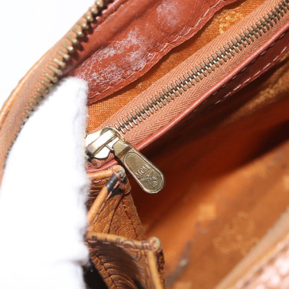 MCM Vicetos Logogram Hand Bag PVC Leather Brown Gold Auth bs34161