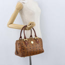 MCM Vicetos Logogram Hand Bag PVC Leather Brown Gold Auth bs34161-24