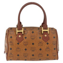 MCM Vicetos Logogram Hand Bag PVC Leather Brown Gold Auth bs34161-2