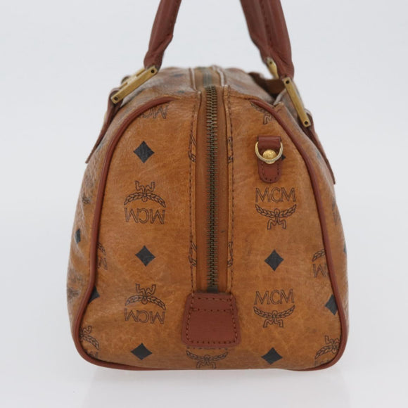 MCM Vicetos Logogram Hand Bag PVC Leather Brown Gold Auth bs34161