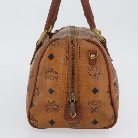 MCM Vicetos Logogram Hand Bag PVC Leather Brown Gold Auth bs34161