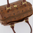 MCM Vicetos Logogram Hand Bag PVC Leather Brown Gold Auth bs34161-6