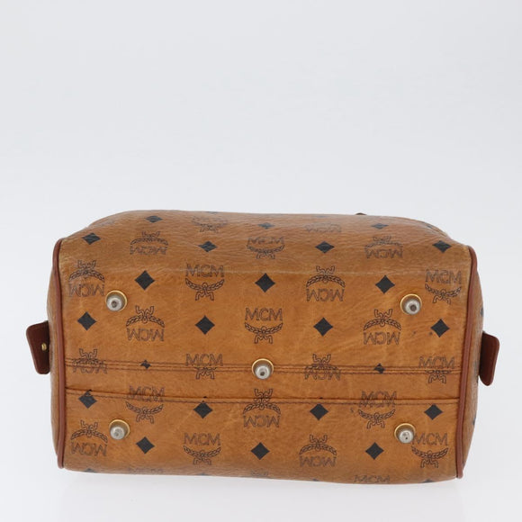 MCM Vicetos Logogram Hand Bag PVC Leather Brown Gold Auth bs34161