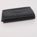 CHANEL Matelasse Wallet Caviar Skin Nylon 3 Set Black Gray Navy CC Auth bs34162-11