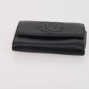 CHANEL Matelasse Wallet Caviar Skin Nylon 3 Set Black Gray Navy CC Auth bs34162-12