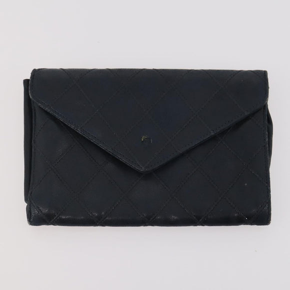 CHANEL Matelasse Wallet Caviar Skin Nylon 3 Set Black Gray Navy CC Auth bs34162