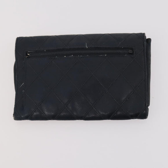 CHANEL Matelasse Wallet Caviar Skin Nylon 3 Set Black Gray Navy CC Auth bs34162
